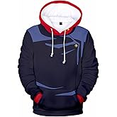 ABOJJFAC Unisex Hoodie Blue Hooded Pullover Long Sleeve Swearshirt Novelty Hoodie Jacket Adult 3D Printed Pullover