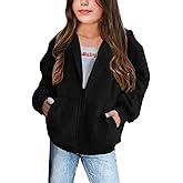 Meikulo Girls Zip Up Hoodie Kids Fashion Oversized Long Sleeve Sweatshirt Jacket with Pockets 7-14 Years