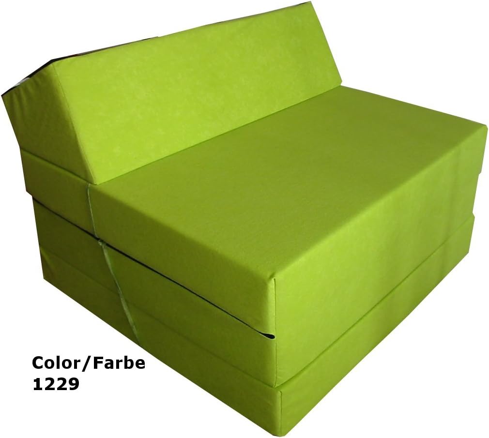 Fold Out Guest Chair Z Bed Futon Sofa for Adult and Kids folding mattress (Light green)