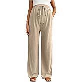 SOLY HUX Women's Maternity Pants Drawstring High Waisted Wide Leg Pants Pregnancy Trousers with Pockets