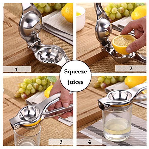 Lemon Lime Squeezer - Manual Citrus Press Juicer - Stainless Steel Hand Press Orange Squeezer for Lemons, Watermelon, Tomato, Citrus (Stainless steel)