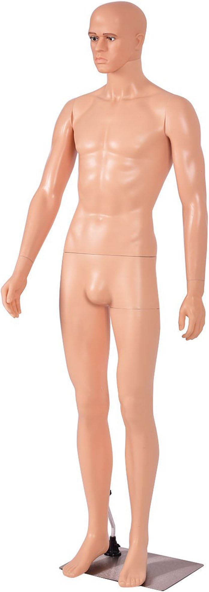 Full Body Realistic Male Mannequin - 360º Turning Head Dress Form Body Mannequins W/Tripod Stand Base Tailors Clothing Wig Stores Display Man Dummy - Plastic Detachable Adjustable 6FT Maniquins