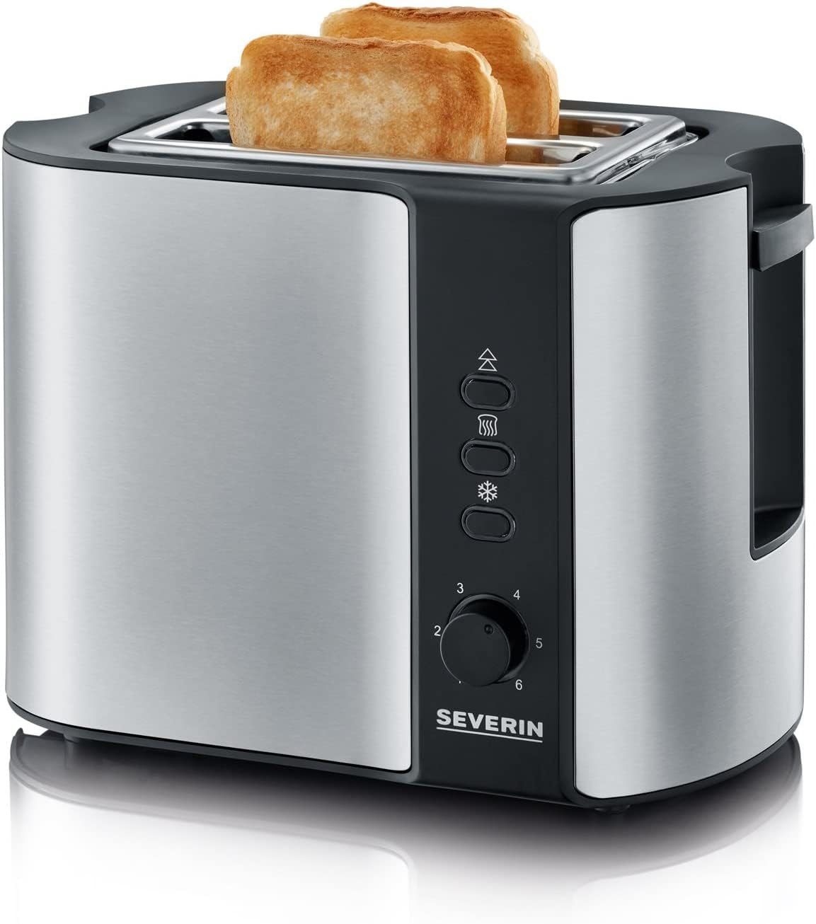 SEVERIN Automatik-Toaster, mit Brötchenaufsatz, hochwertiger Edelstahl Toaster zum Toasten, Auftauen und Erwärmen, 800 W,steel, AT 2589