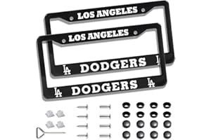 SHRANDI 2 Piece License Plate Frames for Dodgers, Anti-Dirty and Rustproof Aluminum Alloy License Plate Frames US Standard License Plate Holder with Screw Caps Set (D-Black)