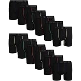 IZOD Mens Boxer Briefs - 12 Pack Ultra Soft Stretch, No-Fly Pouch, 6" | High-Performance Fabric Built for Movement, Regulates Airflow and Moisture for All-Day Everyday Wear