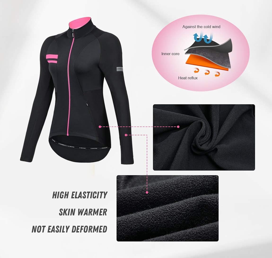 Santic Women Bike Fleece Coat Windproof Reflective Thermal Soft Shell Cycling Winter Biking Jacket : Clothing