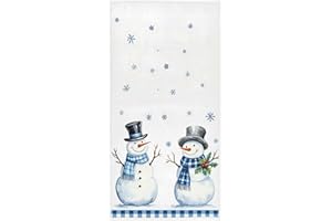 Pfrewn Winter Christmas Hand Towels for Bathroom Snowman Snowflakes Blue Plaid Kitchen Dish Hanging Towels for Bath Shower Guest Towel Merry Xmas Holiday Decor 16x30 in