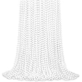 YAXINRUI 72 PCS White Mardi Gras Beads, 33" White Bead Necklaces Party Costume Necklace Round Parade Throw Beads in Bulk for Mardi Gras Christmas Festive Events, Party Favors