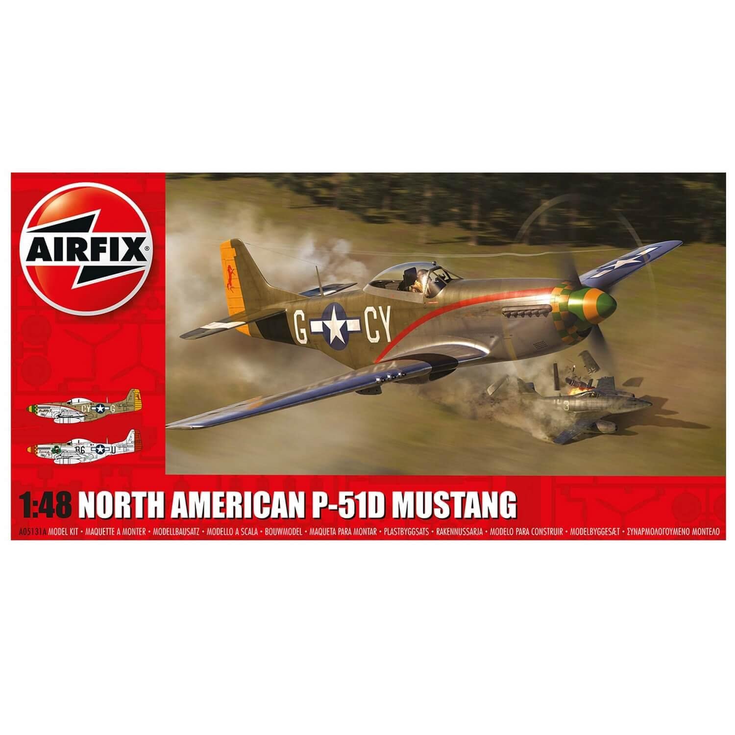 Airfix Model Set - A05131A North American P-51D Mustang Model Building Kit - Plastic Model Planes Kits for Adults & Children 8+, Set Includes Sprues & Decals - 1:48 Scale Model