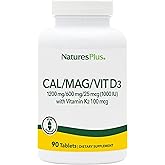NaturesPlus Calcium/Magnesium/Vitamin D3 with Vitamin K2 - Supports Bone & Immune Health - Vegetarian, Gluten Free - 90 Tablets - 22.5 Servings