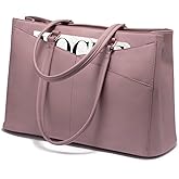 LOVEVOOK Laptop Tote Bag for Women 15.6 Inch Waterproof Leather Computer Bags Women Business Office Work Bag Briefcase Light Purple