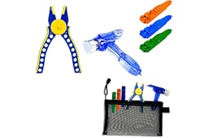 TZBTSTEAM Building Blocks Tool Kit - Brick Separator, Mini Blocks Tool Set - Multi-Functional Hammer, Pliers, Axle Rods Assortment Pack ，Compatible with Lego & technic and Most Major Brands(Blue Stye)