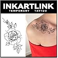 INKARTLINK 2 Sheets large Semi permanent Tattoos, Temporary Tattoos, Adult Art Designs, Waterproof, Realistic, No Adhesive, No Reflective, Lasts 1-2 Weeks, Large (Flower)