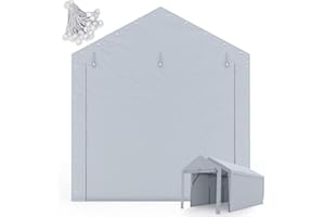 ADVANCE OUTDOOR Replacement Door with Zippers Tarp for 12x20 ft Carport Canopy with Ball Bungees, Gray, One Door Panel Only