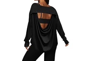 UNIANKIYA Open Back Workout Tops for Women Long Sleeve T Shirts Boat Neck Sweatshirt Athletic Yoga Gym Running Y2k Clothes
