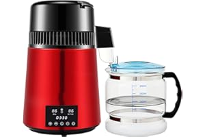 Uargd 1 L/H Water Distiller, 4L Countertop Distilled Water Maker with Timer, 750W Purifier Featuring Dual Temperature Display