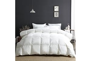 APSMILE King Size Luxury 100% Organic Cotton All Season Down Feather Fibers Comforter, Extra Fluffy Medium Warmth Duvet Insert(106x90, Ivory White)