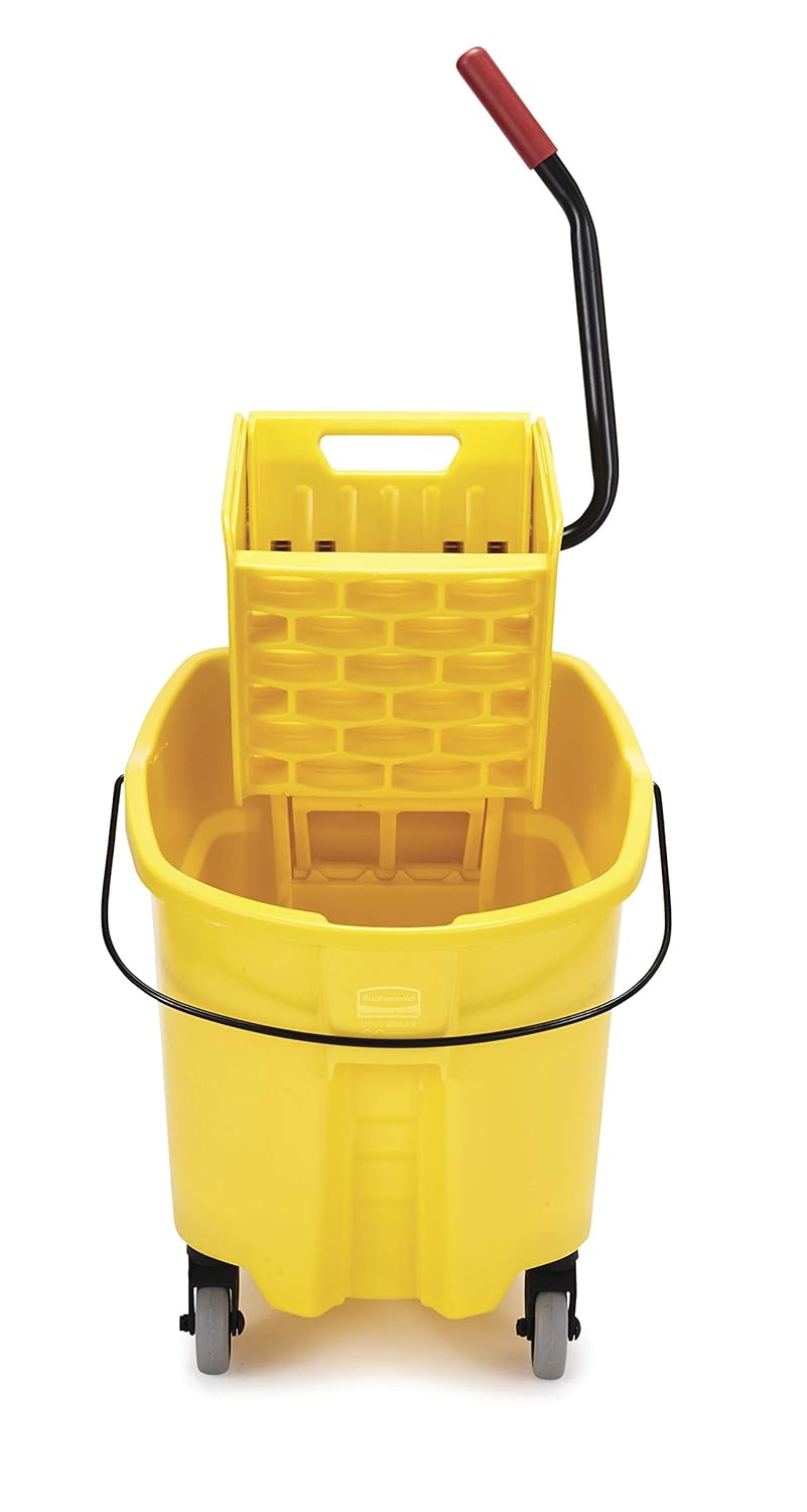 Rubbermaid Commercial Products, WaveBrake - Commercial Industrial Mop Bucket with Side-Press Wringer Combo on Wheels, 35 Quart, Yellow: Industrial & Scientific