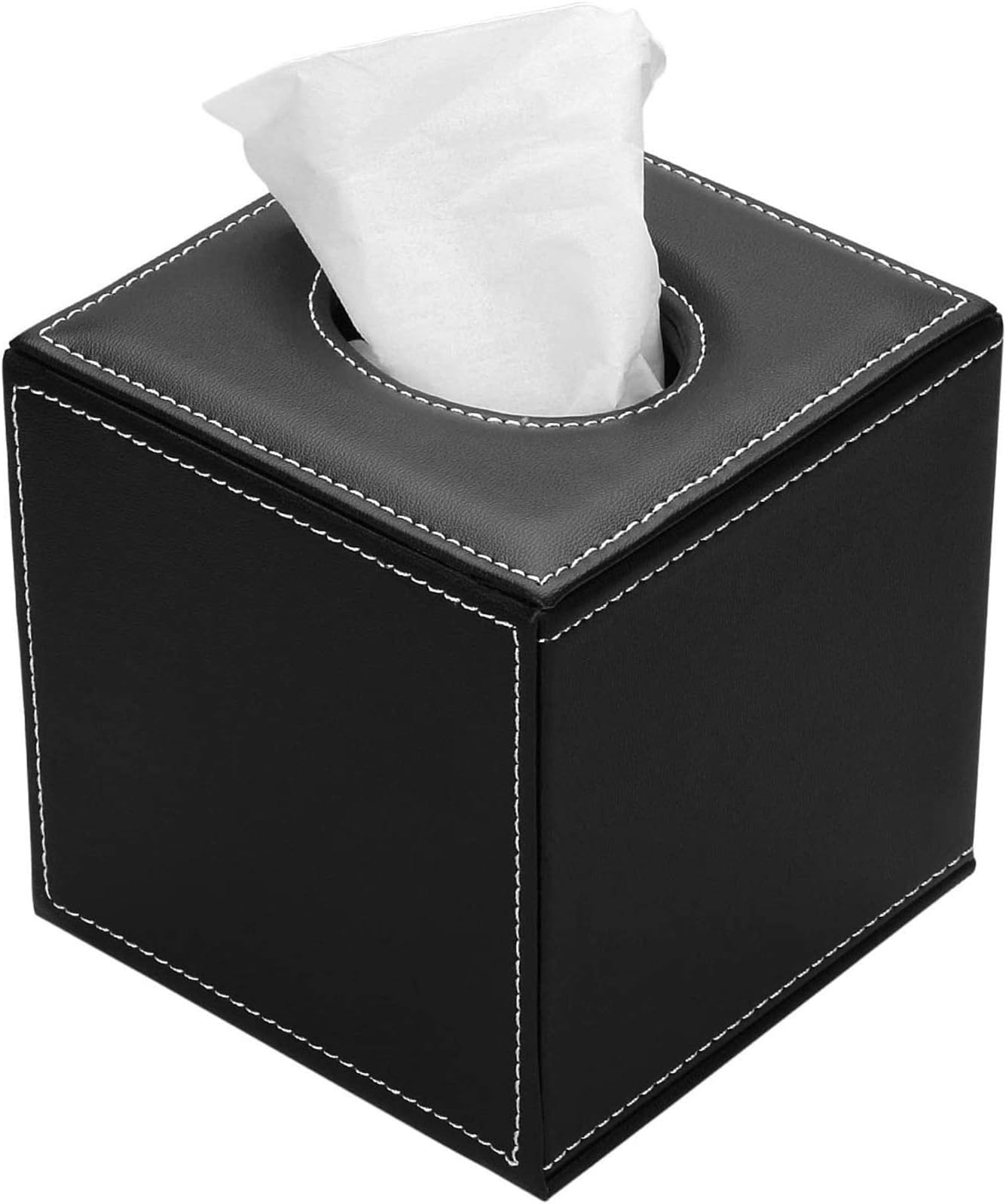 UNS HAOKUNG Square PU Leather Tissue Box Holder - Black