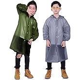 Makonus Kids Rain Jacket, 2 Pack Rain Ponchos for Kids - Reusable Raincoats for Boys and Girls Waterproof Outdoor Rain Gear