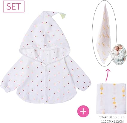 Amazon 赤ちゃん服 エアコン室 防寒対策 長袖 子供用 日焼け止め 超軽量 薄手 モスリンコットン 綿 ドット柄 60 ベビー マタニティ ベビー マタニティ 通販