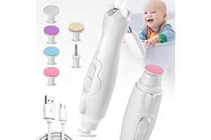 LOQOMI 10 in 1 Rechargeable Baby Nail Clippers, Electric Nail Trimmer Safe Baby Nail File Care Set with LED Light & 6 Replacement Heads, Automatic Nail File for Newborn Infant Toddler Kids or Adult