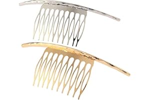MOLLENSIUER 2Pcs French Twist 10 Teeths Comb Alloy Metal Bridal Wedding Hair Side Comb Headpiece Hair Jewellery Fashion Accessory for Women Girls, Gold and Silver