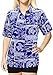 La Leela Blouses Button Up Hawaiian Shirt Womens Beach Short Sleeves Swimsuit Royal Blue