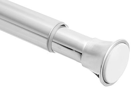 AmazonBasics Shower Adjustable -Length Curtain Tension Rod - 24-36, Chrome