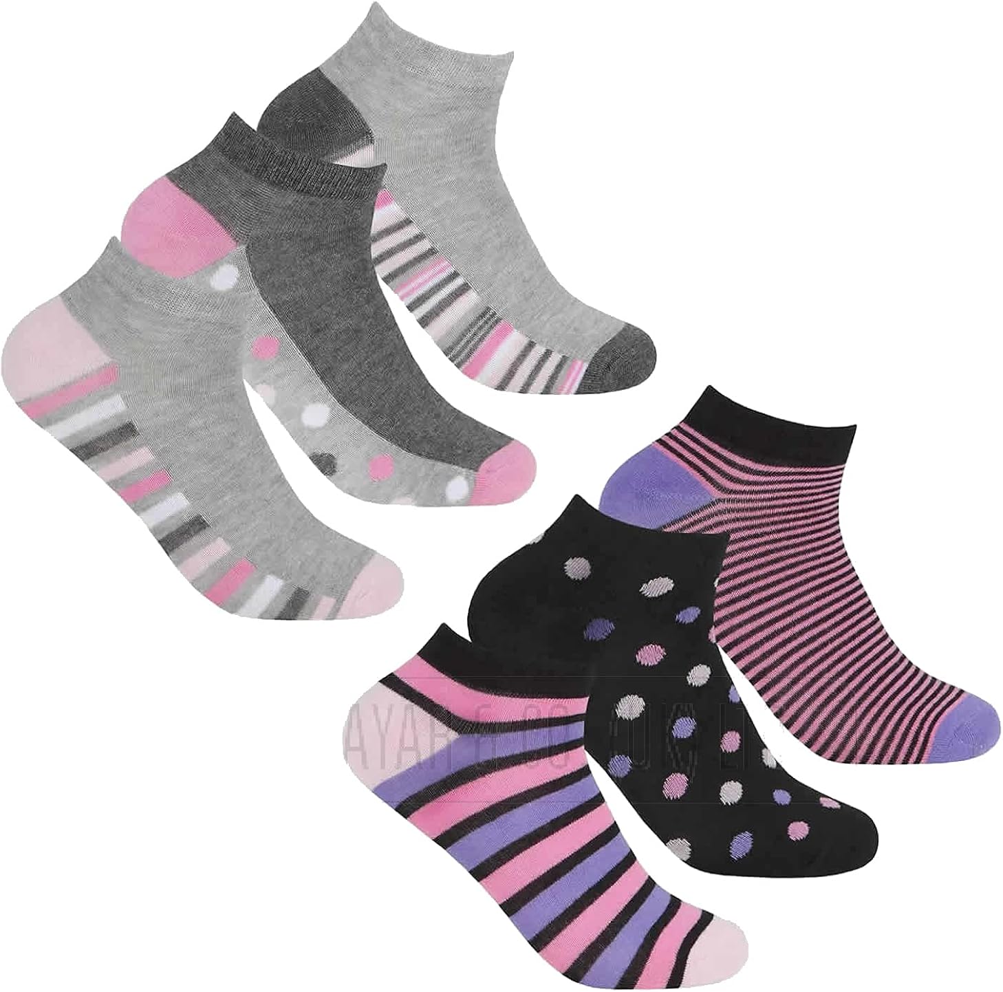 Mega_JumbleSale® Ladies Bamboo Trainer Liner Spot Design Socks Women