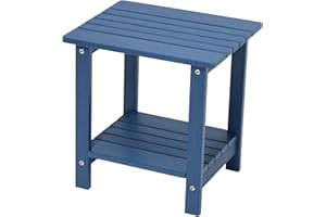 Byzane Double Adirondack Side Table, Weather Resistant, Rectangular End Table for Patio, Garden, Lawn, Indoor Outdoor Companion, Navy Blue
