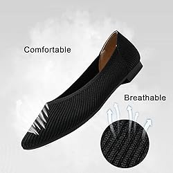 TINGRISE Women's Flats Shoes Pointed Toe Knit