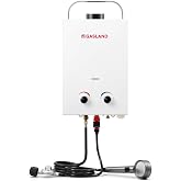 GASLAND BS158 Outdoor Portable Gas Water Heater 1.58GPM, 6L Propane Tankless Water Heater for RV Camping Cabin Boat, Overheat