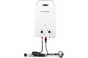 GASLAND BS158 Outdoor Portable Gas Water Heater 1.58GPM, 6L Propane Tankless Water Heater for RV Camping Cabin Boat, Overheating Protection, Easy to Install, White
