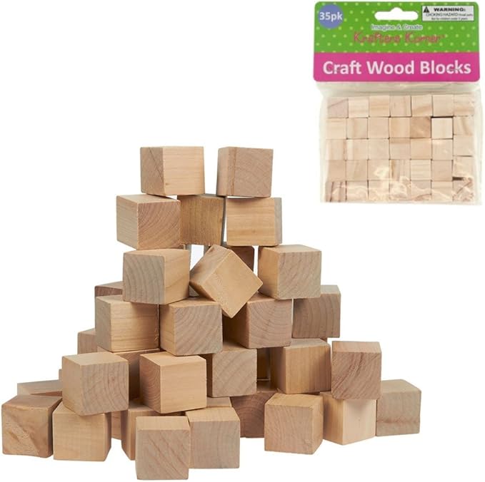 35 Natural Wooden Craft Blocks 