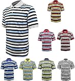 Enimay Men's Thin Striped Polo Collared Casual Short Sleeve Dress Shirt