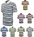 Enimay Men's Thin Striped Polo Collared Casual Short Sleeve Dress Shirt
