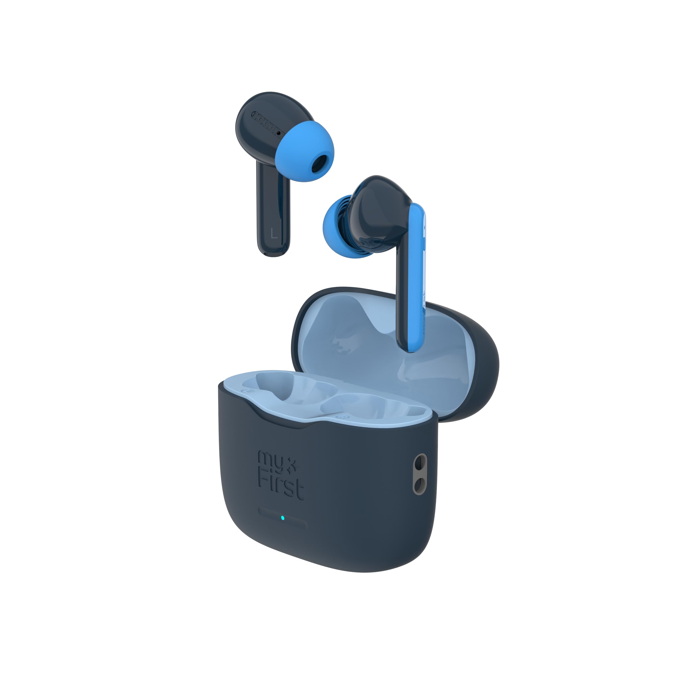 Oaxis myFirst CareBuds - World's First True Wireless Stereo Headphones for Kids, Safe Kids Headphones with Intelligent Transparency, Max Volume 85dB (Space Blue)