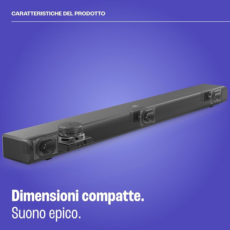Cinema SB 550, Soundbar 3.1 Canali con Subwoofer Wireless, Bluetooth per Streaming Wireless, Dolby Atmos Integrato, Connessione HDMI ARC e Ottica, Design Compatto, Telecomando, 250 Watt, Nero