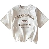 SOLY HUX Women's Graphic Tees Leopard Letter Print Vintage T Shirt Short Sleeve Crew Neck Summer Tops