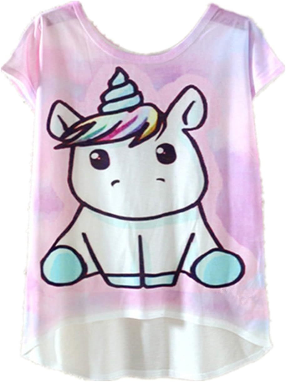 YICHUN Women Girls Thin T-Shirt Tops Tees Cami Casual Wear Blouse Tunic Printed