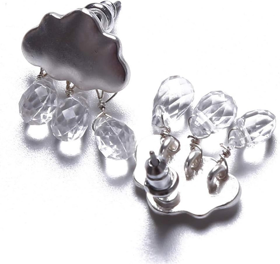 Hengxingwf Simple Crystal Cloud Raindrop Earrings Cute Earrings for Women