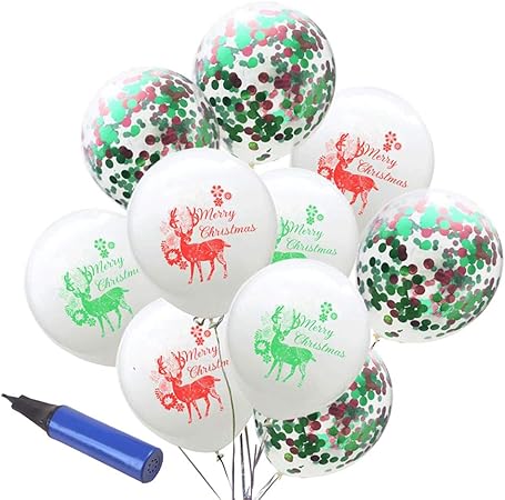 Amazon バルーン 紙吹雪風船 クリスマス パーティー 背景装飾 ４色選べ 白 風船 バルーン おもちゃ