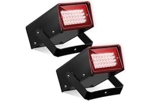 Treela 2 Pack Mini Strobe Lights, Bright LED Strobe Stage Light Adjustable Flash Speed Control Flashing Bulbs for Halloween Party Stage Club Disco Bar Christmas Decoration(Red,32 LED)