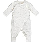 Under The Nile Organic Cotton Side Snap Kimono - Stork, 0 to 3 Months