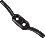 White Hinge 10x 90mm Washing Line Cleat Hooks - Heavy Duty Rope Tie Downs Black view 2