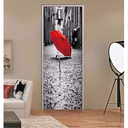 3D Regenschirm Pvc Tür Aufkleber Selbstklebend Wohnkultur Poster Für Wohnzimmer Diy Wasserdichte Tapete Benutzerdefinierte Gr