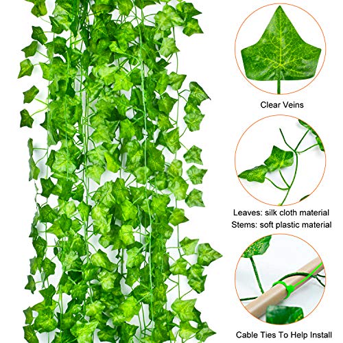 12 pcs 79 Feet Fake Vines Artificial Ivy Leaves CLTPY Fake Ivy Vines