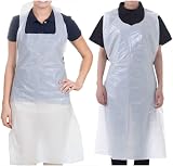HOT BARGAINS 100x White Disposable Polythene Aprons Food Safe Adult 70x120cm view 6