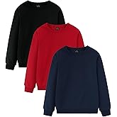 Little Beauty 3 Pack Boys Long Sleeve Shirts Cotton Crewneck Sweatshirts Soft Pullover Tops for Kids
